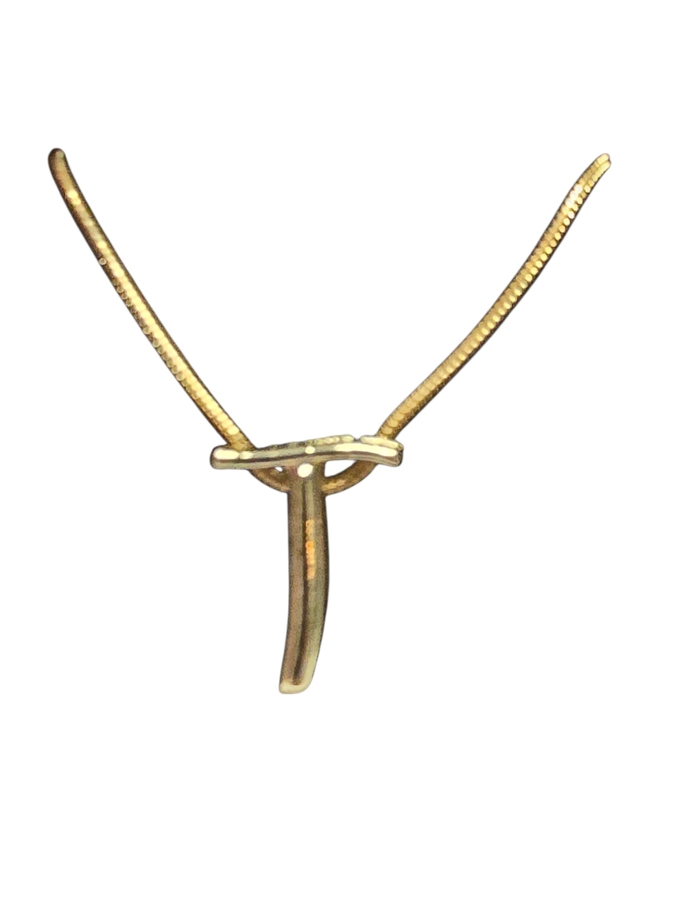 Gold Tone Minimalist T-Shaped Pendant Necklace